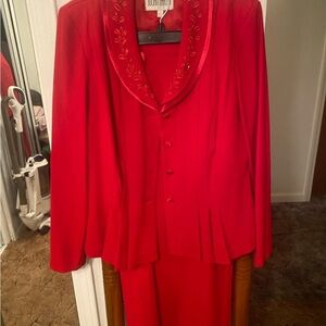 Julian Taylor Vibrant Red Skirt Suit